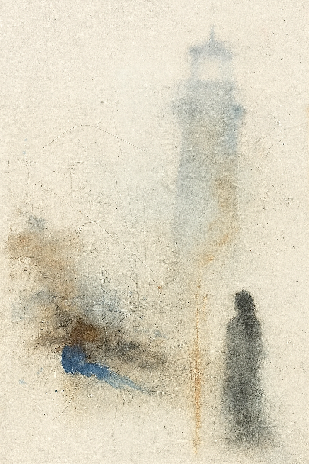 Céleste Navarro -Lantern Behind the Fog - Oil Paint on Canvas 12"x22"
