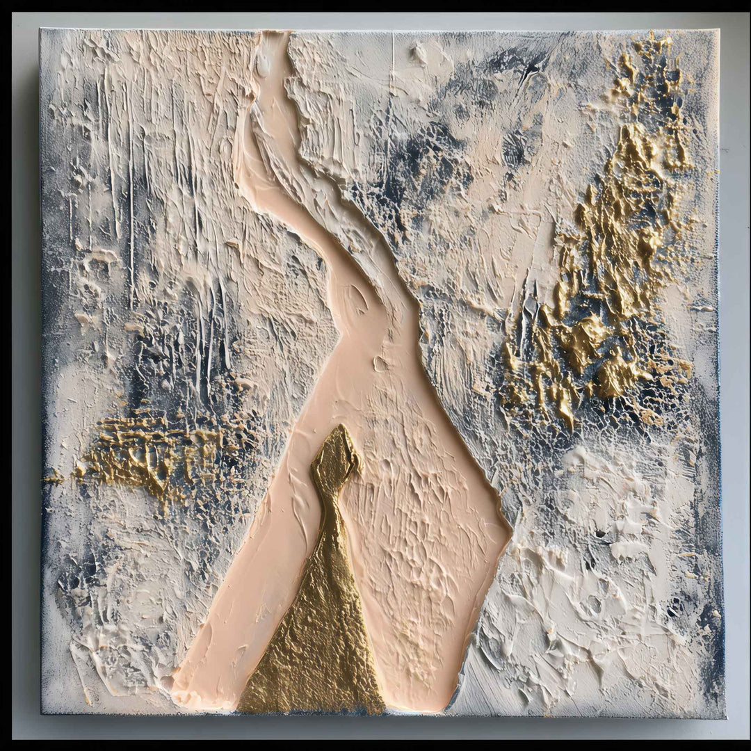 Élodie Marceau - Silver Dust, Golden Bone - 10X10" Acrylic on Canvas