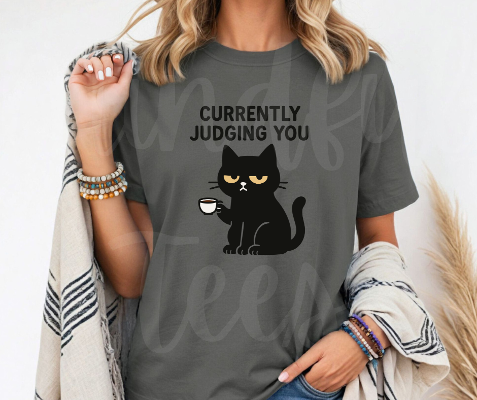 "Judging You" Sarcastic Cat Design Unisex heavyweight t-shirt