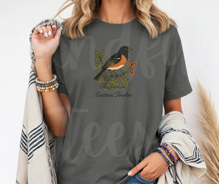 "Eastern Towhee" Birdwatching Design Birds and Nature Inspired Unisex heavyweight t-shirt