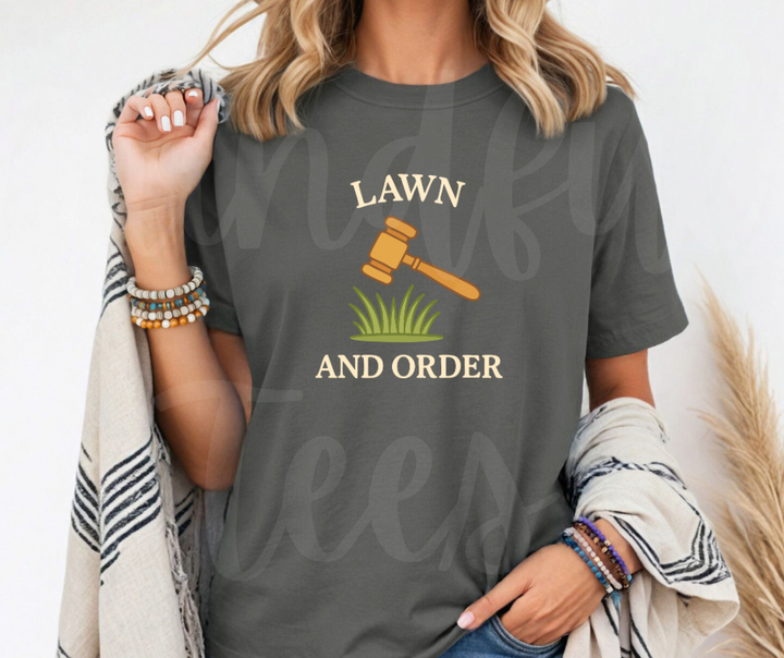 "Lawn And Order" Funny Plant Lover Tee Design Unisex heavyweight t-shirt