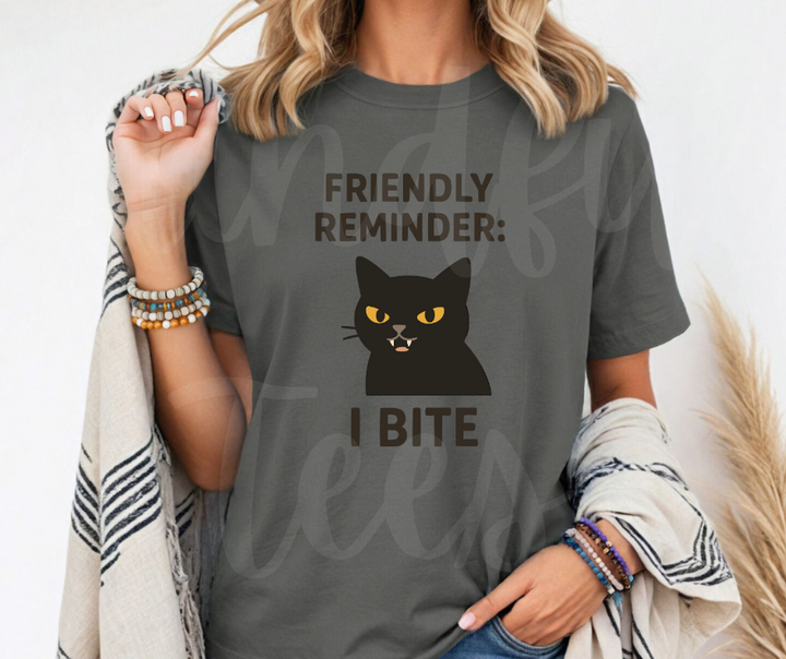 "I Bite" Sarcastic Cat Design Unisex heavyweight t-shirt