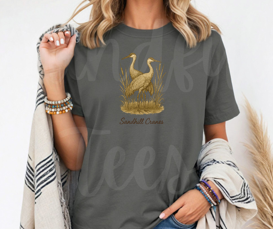 "Sandhill Cranes" Birdwatching Design Birds and Nature Inspired Unisex heavyweight t-shirt