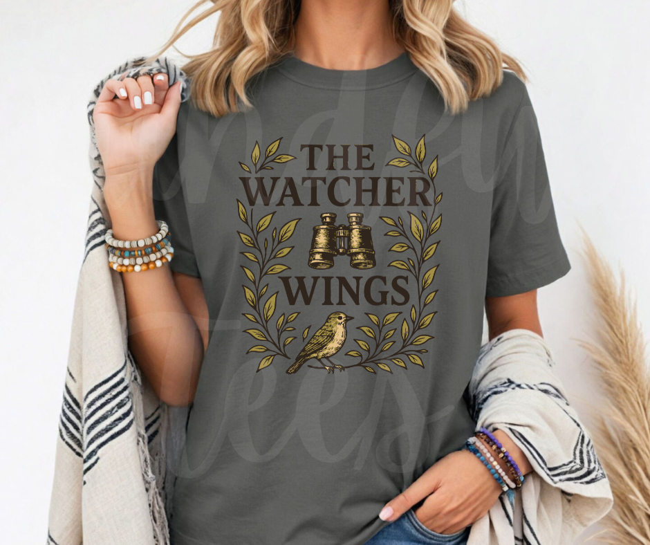 "The Watcher Wings" Birdwatching Design Birds and Nature Inspired Unisex heavyweight t-shirt