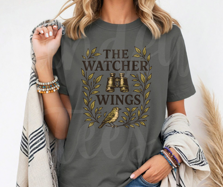"The Watcher Wings" Birdwatching Design Birds and Nature Inspired Unisex heavyweight t-shirt