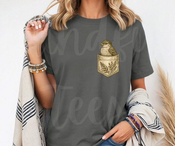 "Pocket Bird" Birdwatching Design Birds and Nature Inspired Unisex heavyweight t-shirt