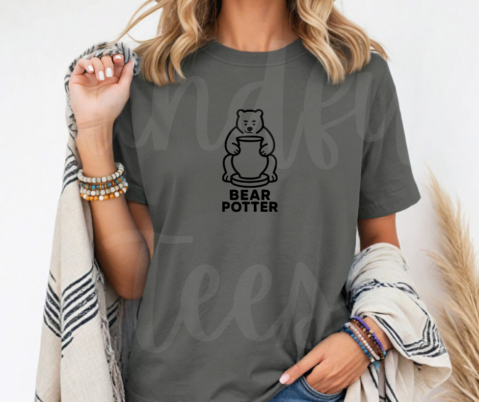 "Bear Potter" Funny Design Pottery Clay Hobby Inspired Unisex heavyweight t-shirt