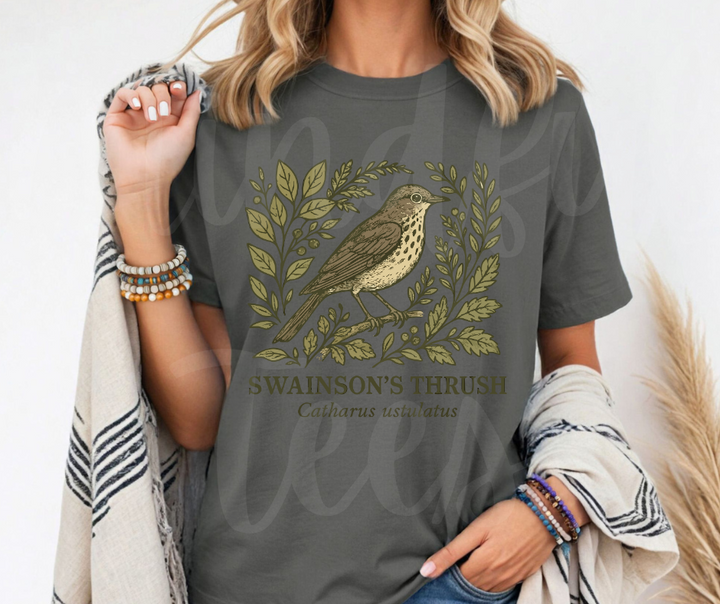 "Swainson's Thrush" Birdwatching Design Birds and Nature Inspired Unisex heavyweight t-shirt