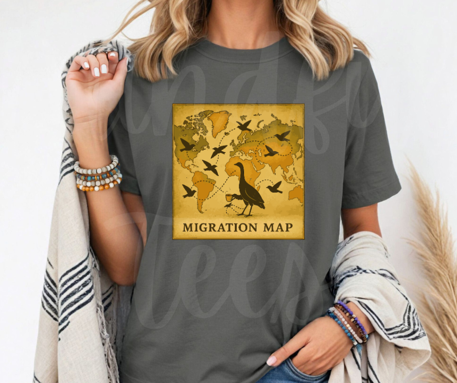 "The Map" Birdwatching Design Birds and Nature Inspired Unisex heavyweight t-shirt