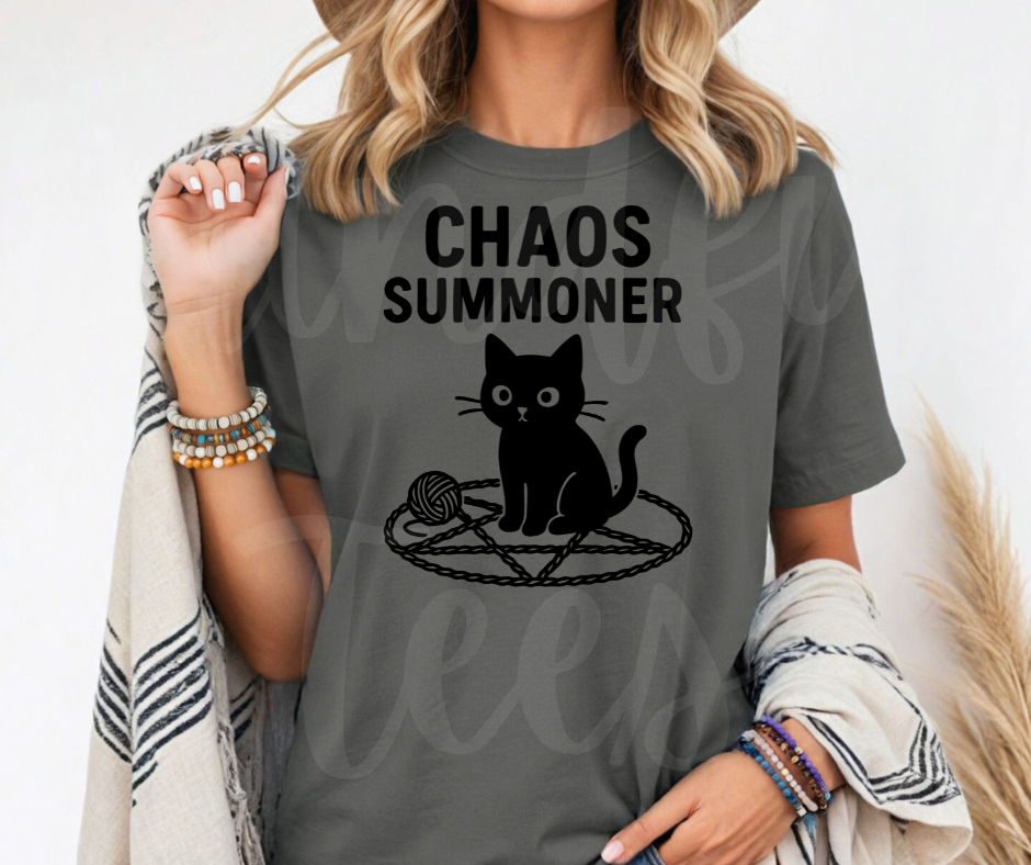"Chaos Summoner" Sarcastic Cat Design Unisex heavyweight t-shirt