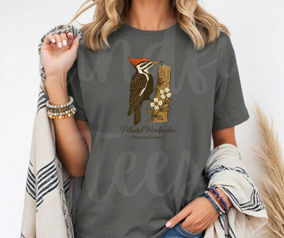 "Pileated Woodpecker" Birdwatching Design Birds and Nature Inspired Unisex heavyweight t-shirt