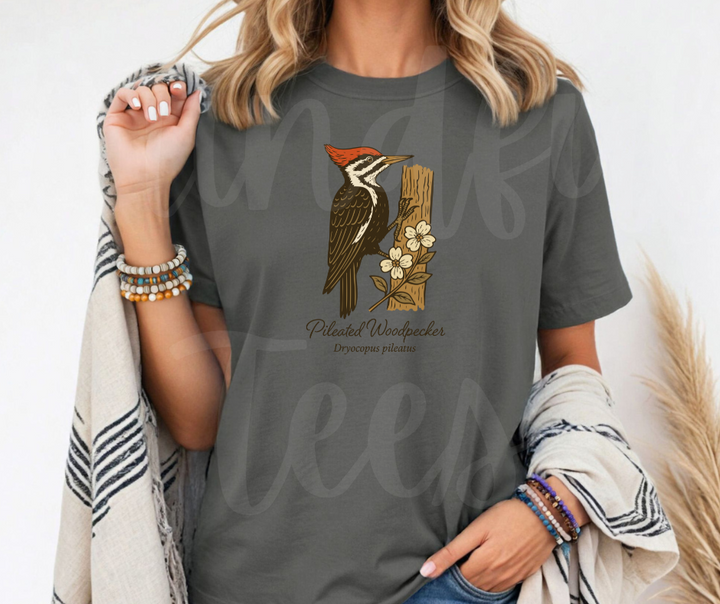 "Pileated Woodpecker" Birdwatching Design Birds and Nature Inspired Unisex heavyweight t-shirt