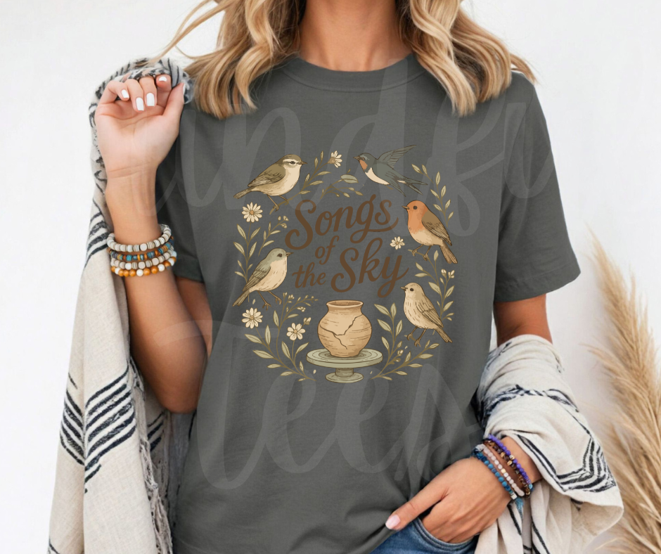 "Songs of the Sky" Birdwatching Design Birds and Nature Inspired Unisex heavyweight t-shirt