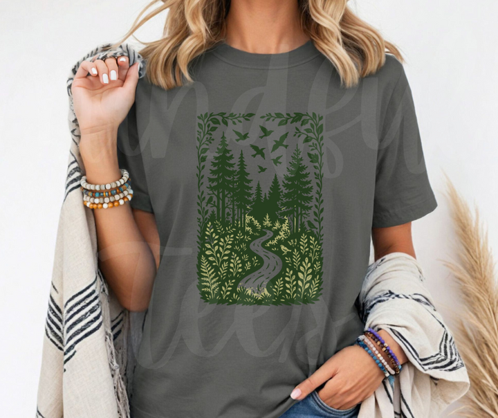 "The Path" Birdwatching Design Birds and Nature Inspired Unisex heavyweight t-shirt