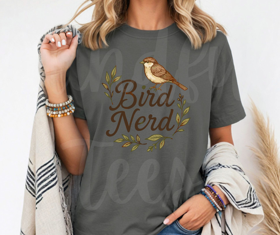 "Bird Nerd" Birdwatching Design Birds and Nature Inspired Unisex heavyweight t-shirt