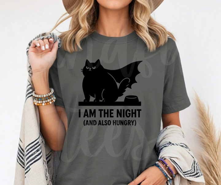 "I Am The Night" Sarcastic Cat Design Unisex heavyweight t-shirt