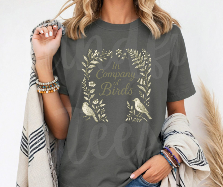 "In Company of Birds" Birdwatching Design Birds and Nature Inspired Unisex heavyweight t-shirt