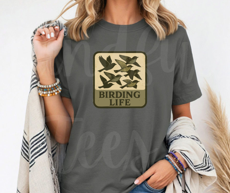"Birding Life" Birdwatching Design Birds and Nature Inspired Unisex heavyweight t-shirt