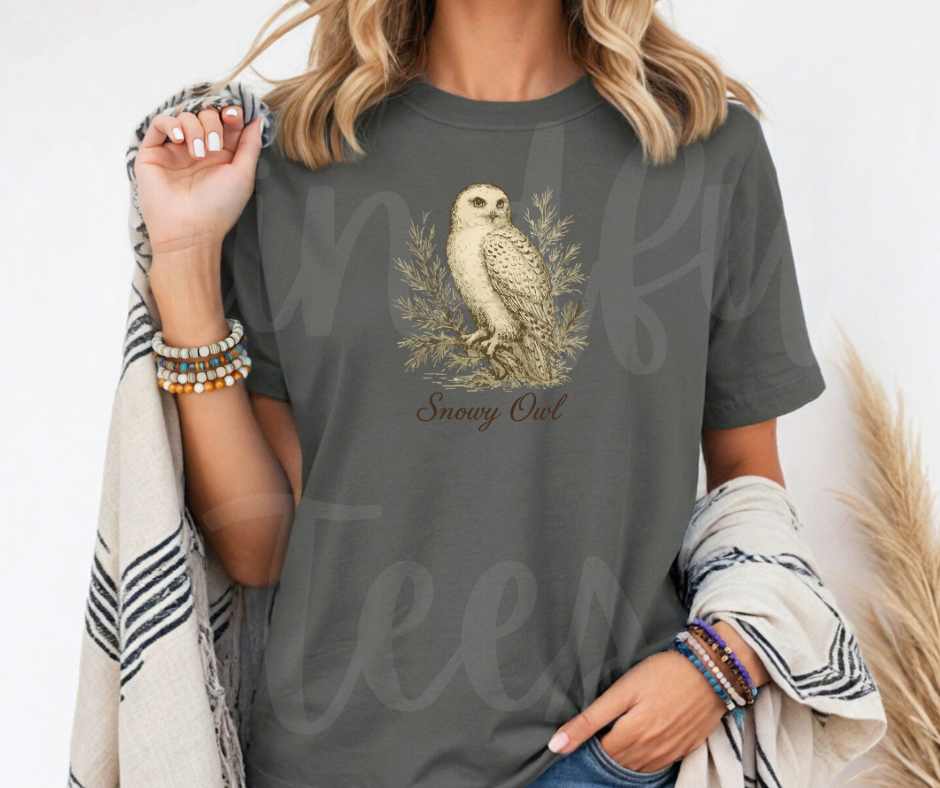 "Snowy Owl" Birdwatching Design Birds and Nature Inspired Unisex heavyweight t-shirt