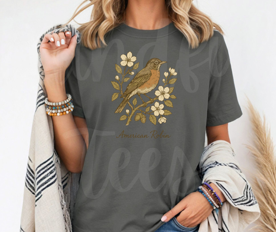 "American Robin" Birdwatching Design Birds and Nature Inspired Unisex heavyweight t-shirt