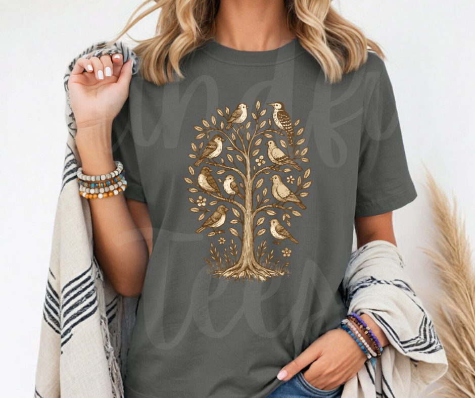 "Tree of Life" Birdwatching Design Birds and Nature Inspired Unisex heavyweight t-shirt