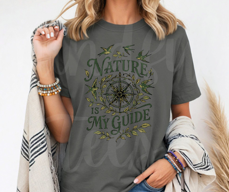 "Nature Is My Guide" Birdwatching Design Birds and Nature Inspired Unisex heavyweight t-shirt