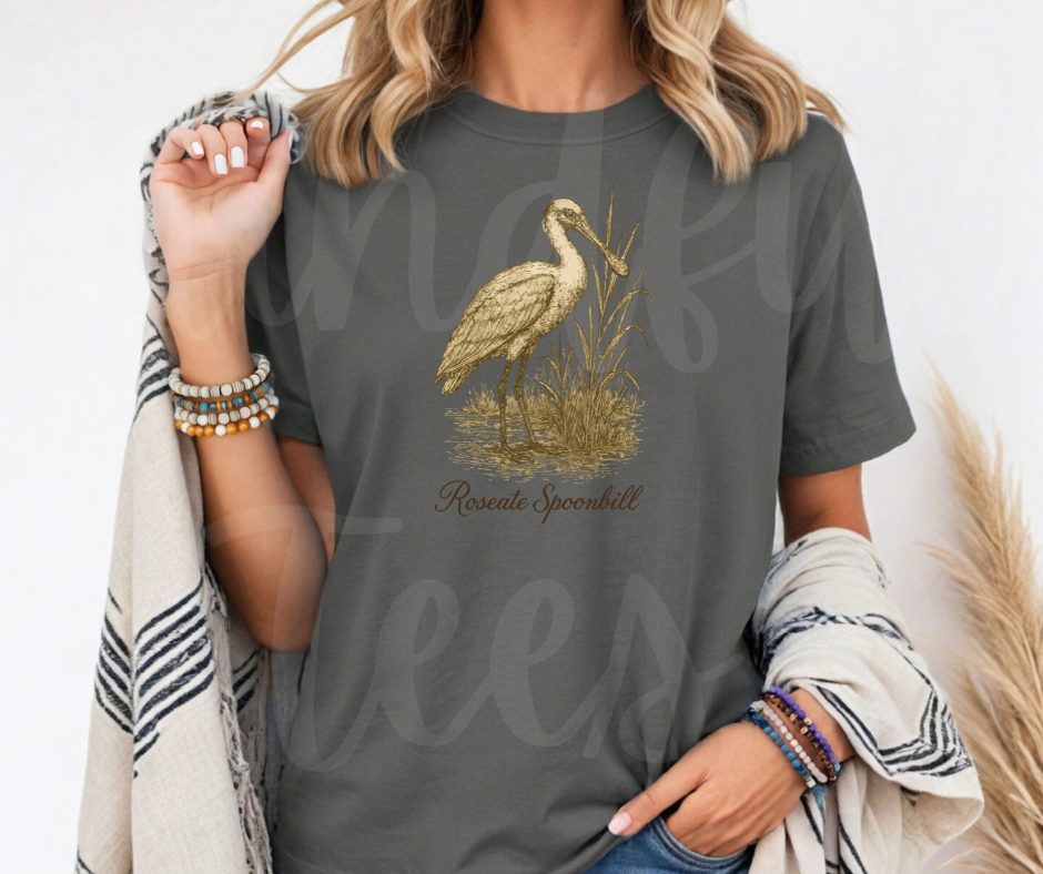"Roseate Spoonbill" Birdwatching Design Birds and Nature Inspired Unisex heavyweight t-shirt