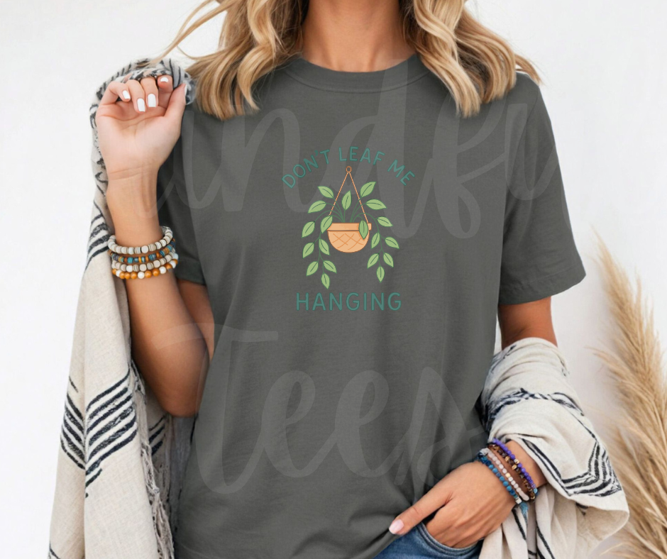 "Don't Leaf Me Hanging" Funny Plant Lover Tee Design Unisex heavyweight t-shirt