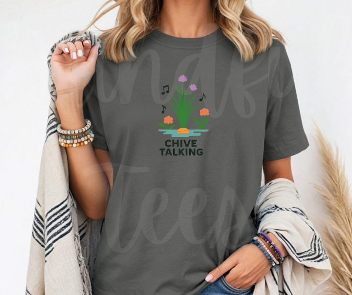 "Chive Talking" Funny Plant Lover Tee Design Unisex heavyweight t-shirt