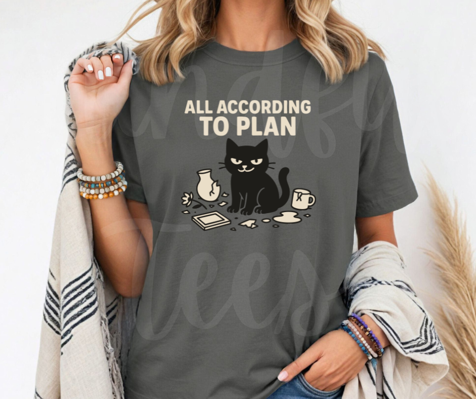 "All According to Plan" Sarcastic Cat Design Unisex heavyweight t-shirt
