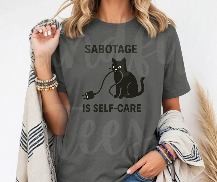 "Self Care" Sarcastic Cat Design Unisex heavyweight t-shirt