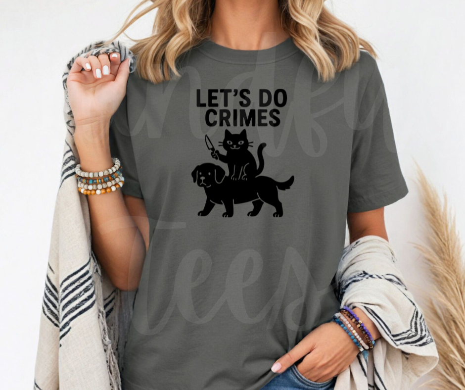 "Let's Do Crimes" Sarcastic Cat Design Unisex heavyweight t-shirt