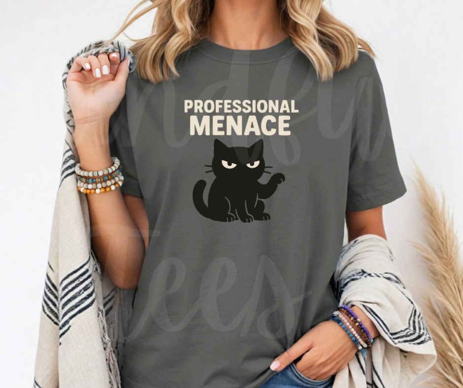 "Professional Menace" Sarcastic Cat Design Unisex heavyweight t-shirt