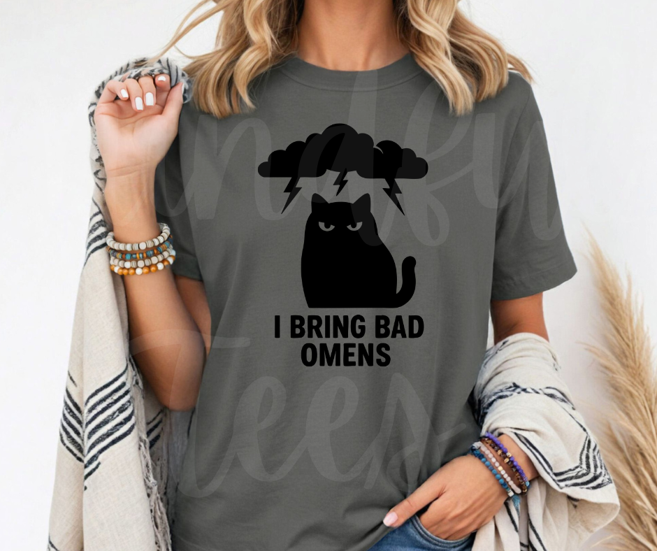 "Bad Omens" Sarcastic Cat Design Unisex heavyweight t-shirt
