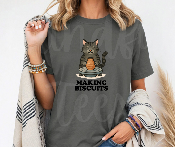 "Making Biscuits" Funny Design Pottery Clay Hobby Inspired Unisex heavyweight t-shirt