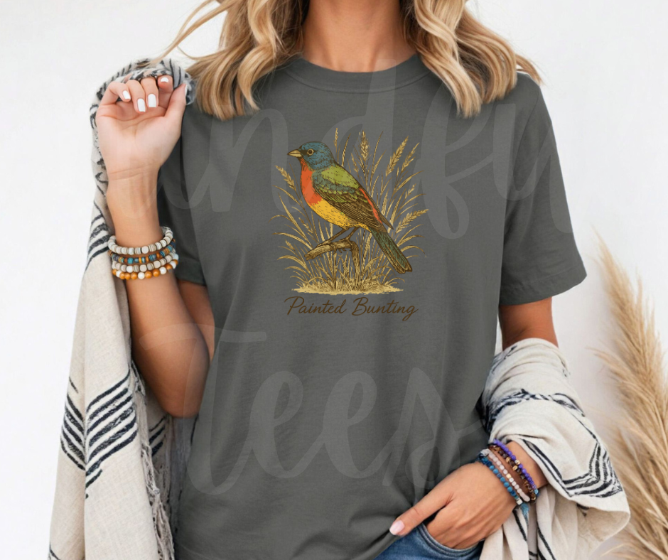 "Pointed Bunting" Birdwatching Design Birds and Nature Inspired Unisex heavyweight t-shirt