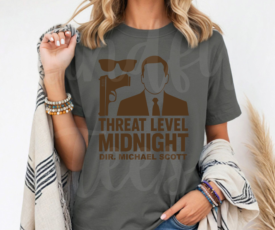 "Threat Level Midnight" Sarcastic Design The Office Inspired Unisex heavyweight t-shirt