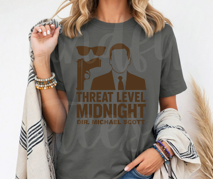 "Threat Level Midnight" Sarcastic Design The Office Inspired Unisex heavyweight t-shirt