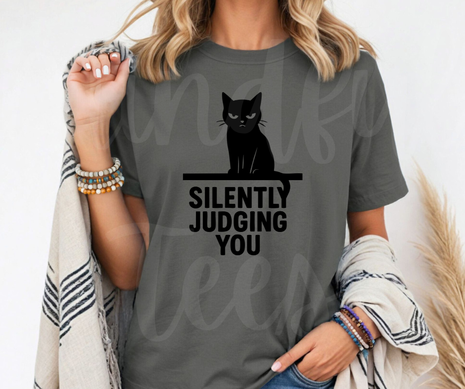 "Silently Judging" Sarcastic Cat Design Unisex heavyweight t-shirt