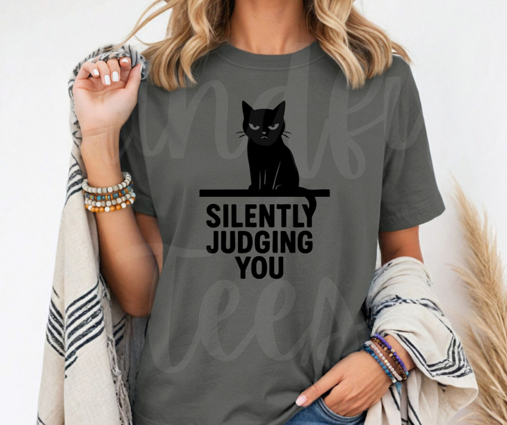 "Silently Judging" Sarcastic Cat Design Unisex heavyweight t-shirt