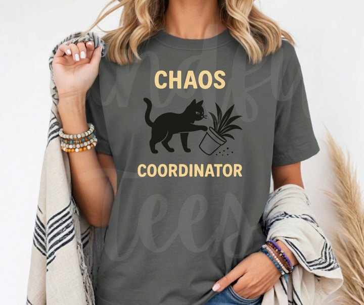 "Chaos Cordinator" Sarcastic Cat Design Unisex heavyweight t-shirt
