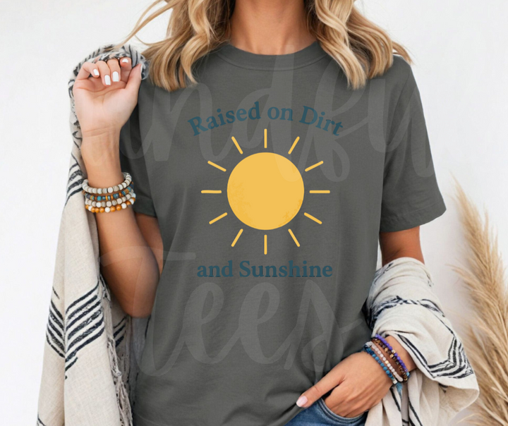 "Raised on Dirt and Sunshine" Funny Plant Lover Tee Design Unisex heavyweight t-shirt