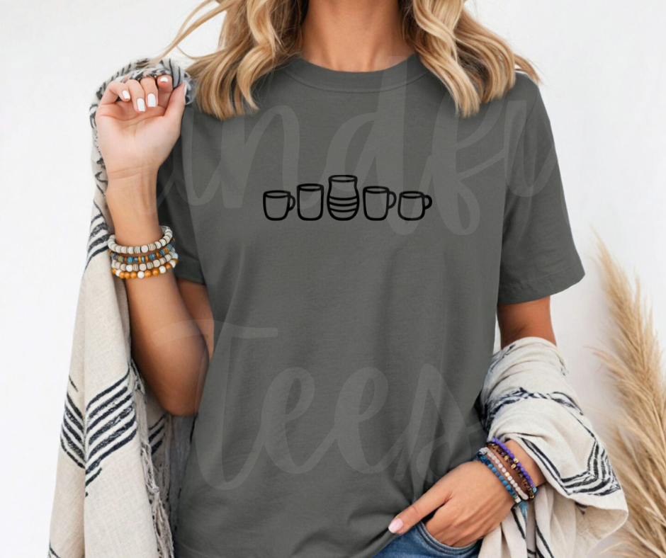 "Little Cups" Funny Design Pottery Clay Hobby Inspired Unisex heavyweight t-shirt