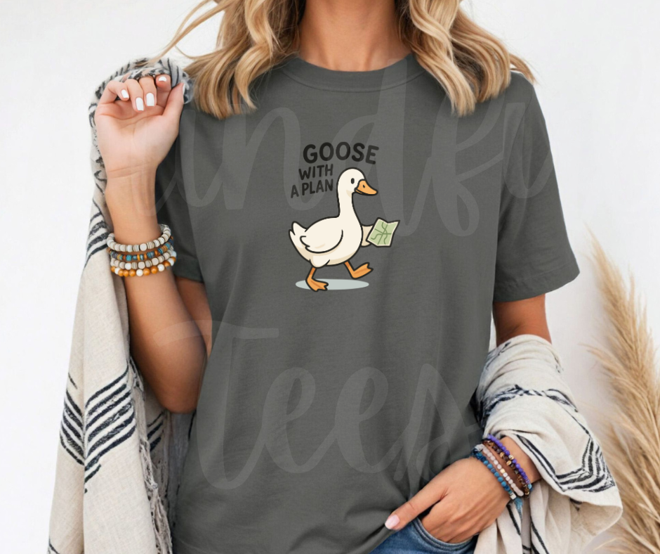"Goose with a Plan" Sarcastic Design Unisex heavyweight t-shirt