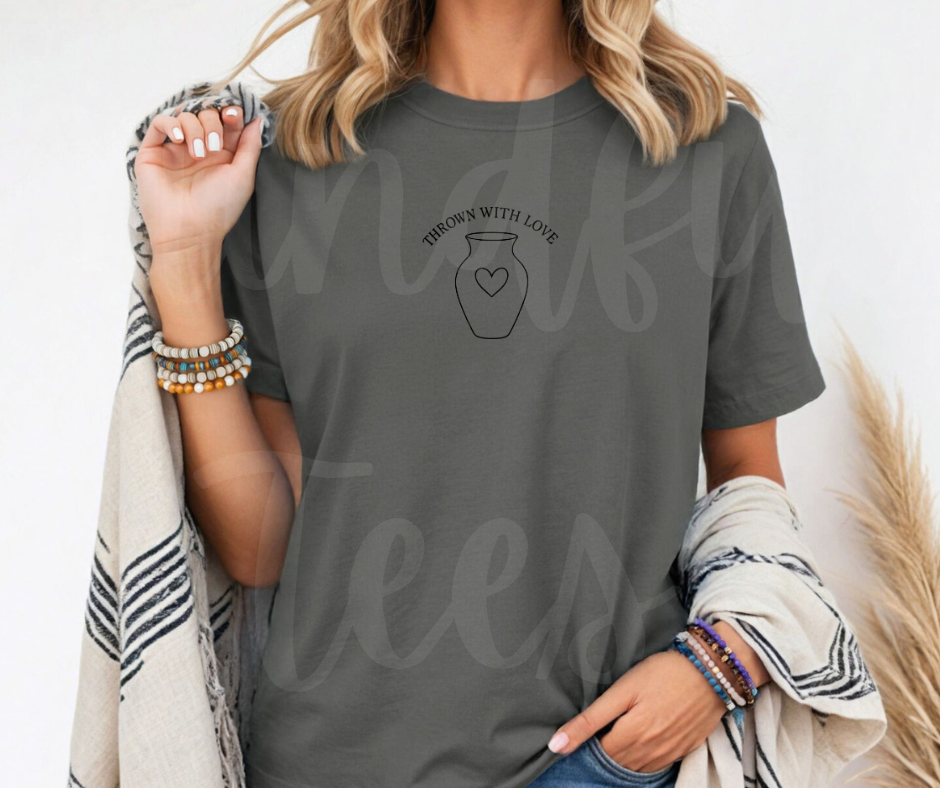 "Thrown With Love" Funny Design Pottery Clay Hobby Inspired Unisex heavyweight t-shirt
