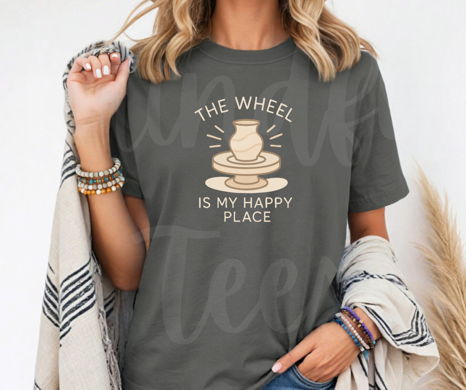 "Happy Place" Funny Design Pottery Clay Hobby Inspired Unisex heavyweight t-shirt