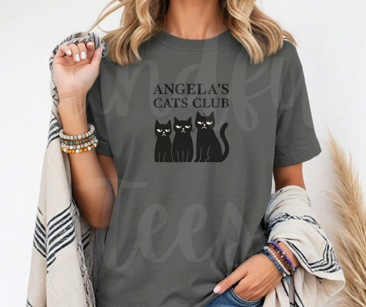 "Angela's Cat Club" Sarcastic Design The Office Inspired Unisex heavyweight t-shirt