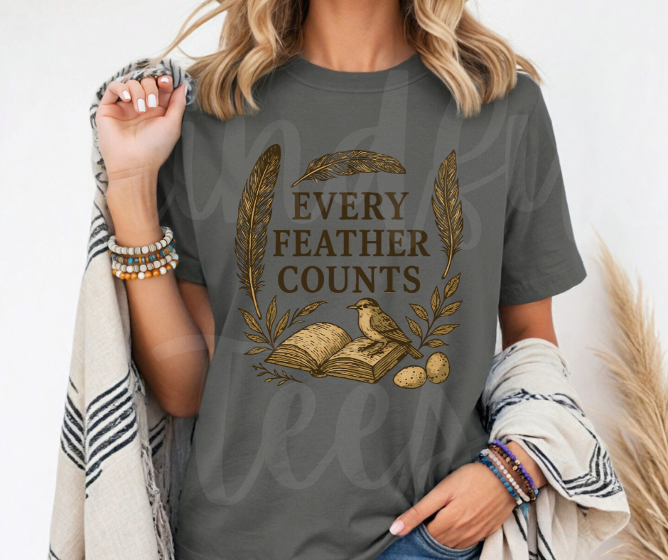 "Every Feather Counts" Birdwatching Design Birds and Nature Inspired Unisex heavyweight t-shirt