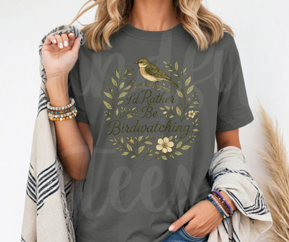 "I'd Rather be Birdwatching" Birdwatching Design Birds and Nature Inspired Unisex heavyweight t-shirt