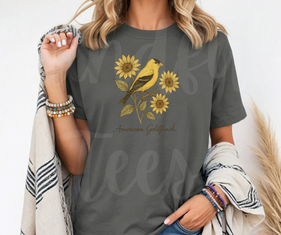 "American Goldfinch" Birdwatching Design Birds and Nature Inspired Unisex heavyweight t-shirt
